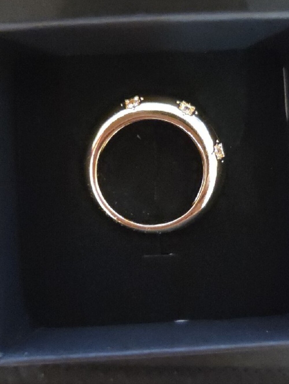 Gold Tone Dome Ring with Sparkling CZ Accents - Size 6 With Box NIB - Picture 3 of 6